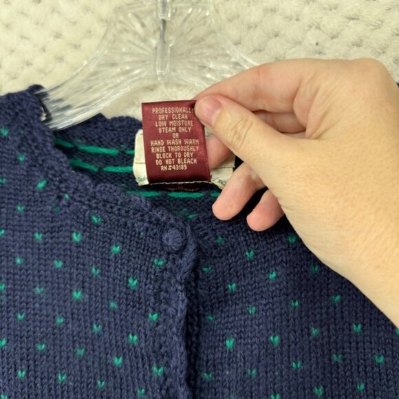 Susan Bristol Wool Knit Cardigan Sweater Worsted Hand Embroidered Floral 1989 M - Picture 4 of 7